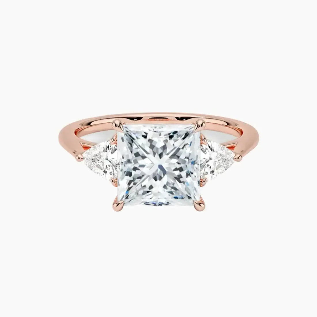 Elowen Princess Three Stone Diamond Ring Setting in 18K Rose Gold