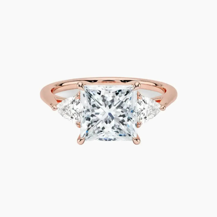 Elowen Princess Three Stone 3 Carat Lab Grown Diamond Engagement Ring in 14K Rose Gold