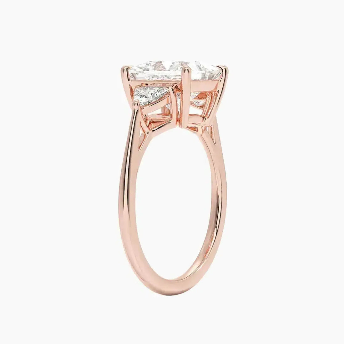 Elowen Princess Three Stone 1 Carat Lab Grown Diamond Engagement Ring in 14K Rose Gold