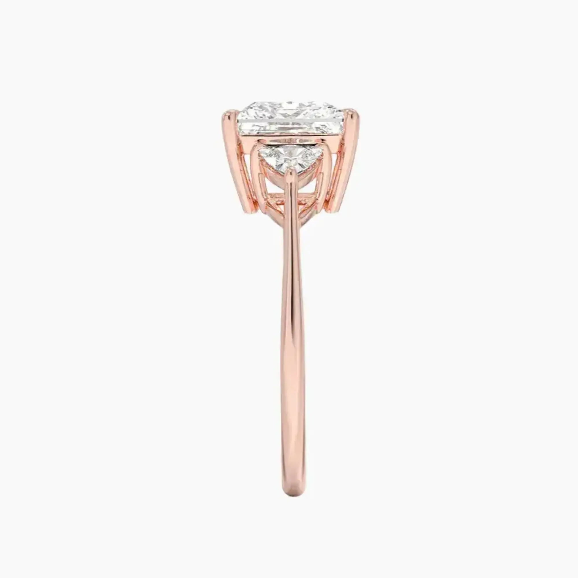 Elowen Princess Three Stone 1 Carat Lab Grown Diamond Engagement Ring in 14K Rose Gold
