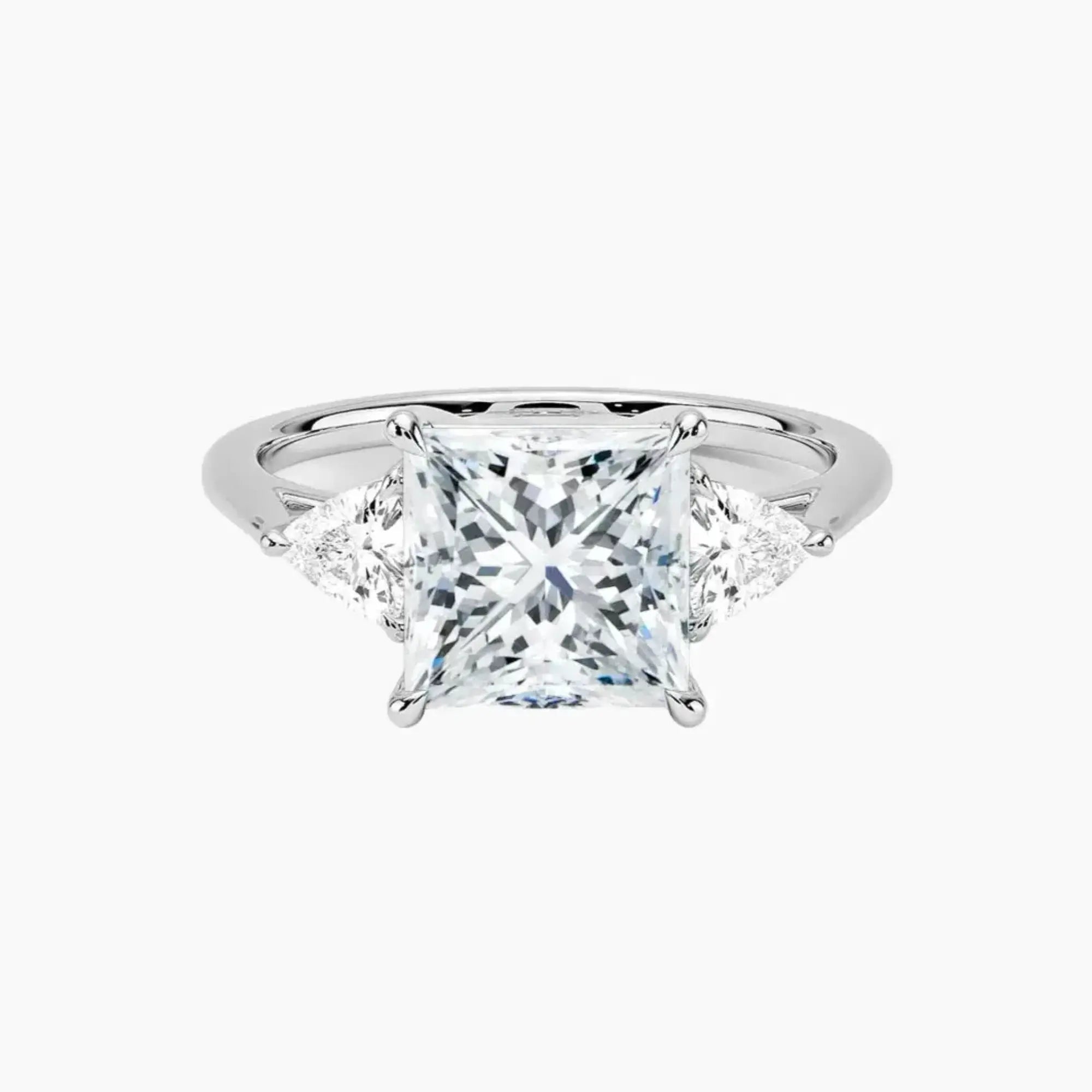Elowen Princess Three Stone Diamond Ring Setting in 18K White Gold