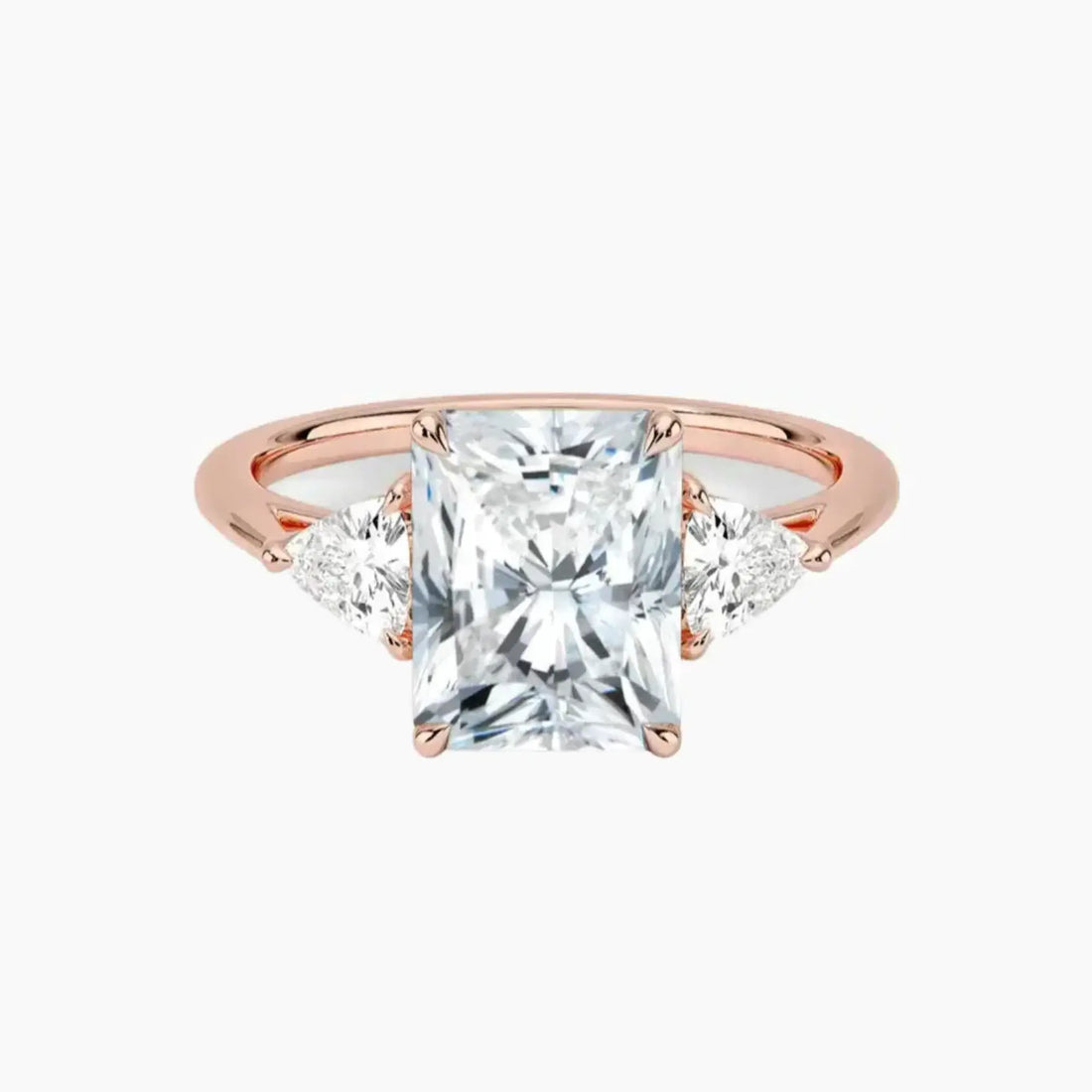 Elowen Radiant Three Stone Diamond Ring Setting in 18K Yellow Gold