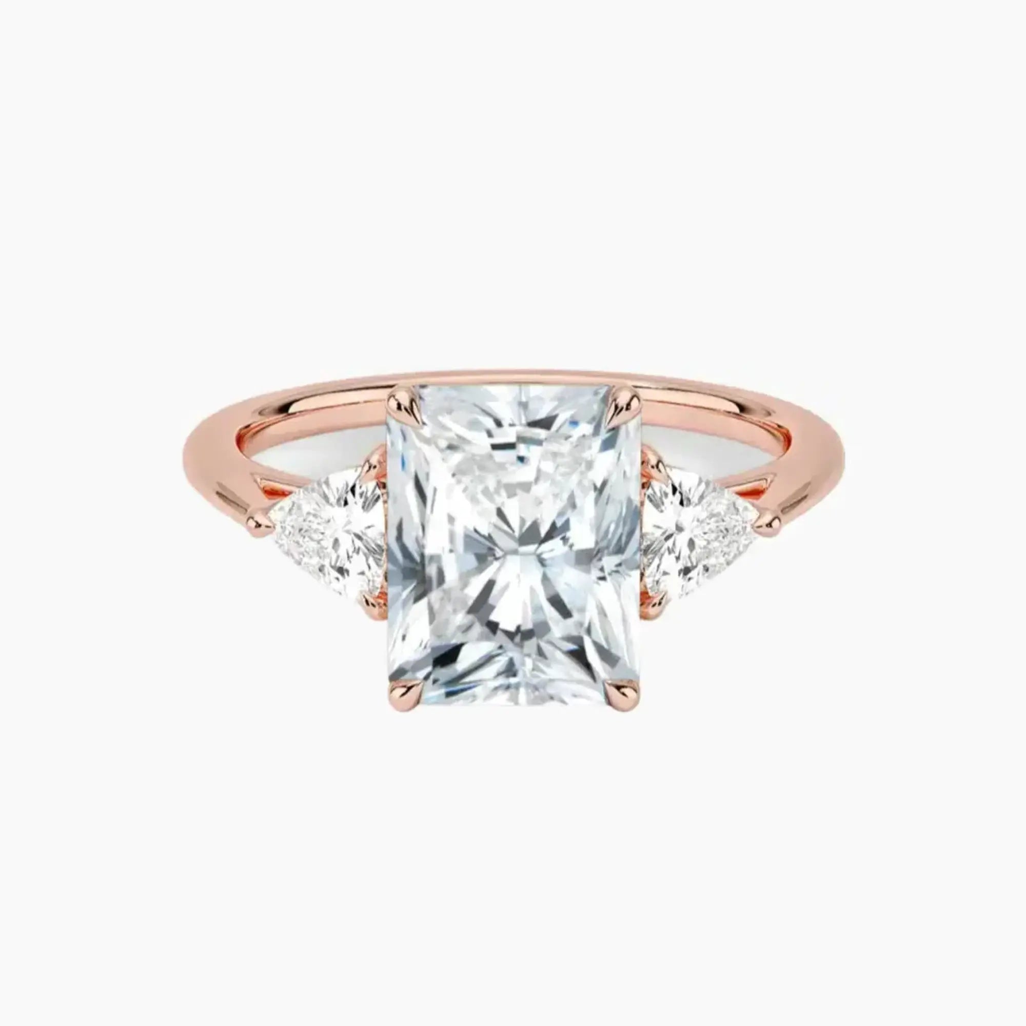 Elowen Radiant Three Stone Diamond Ring Setting in 18K White Gold