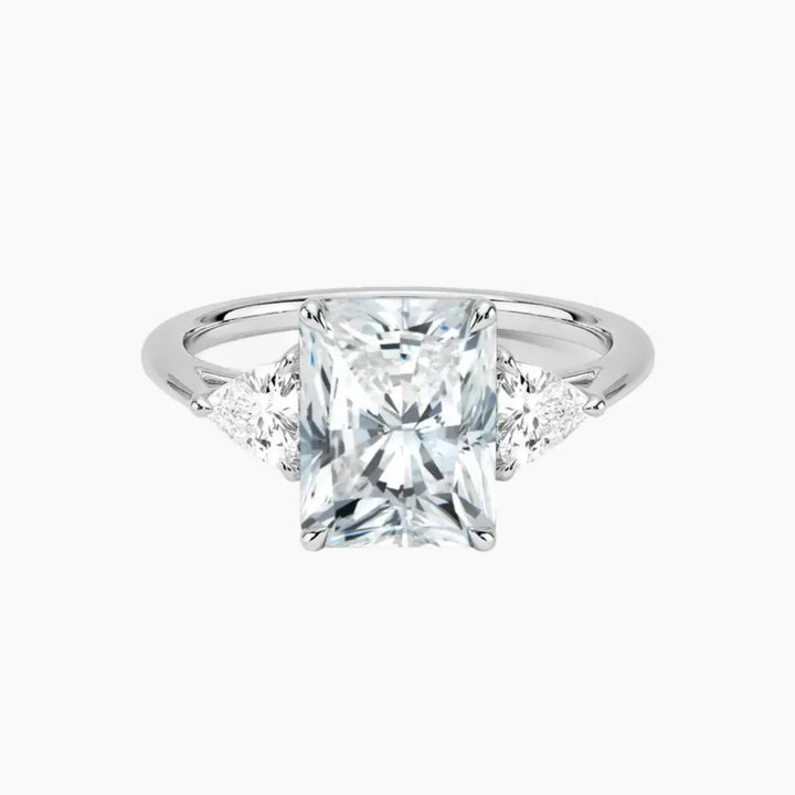 Elowen Radiant Three Stone 2 Carat Lab Grown Diamond Engagement Ring in 18K White Gold