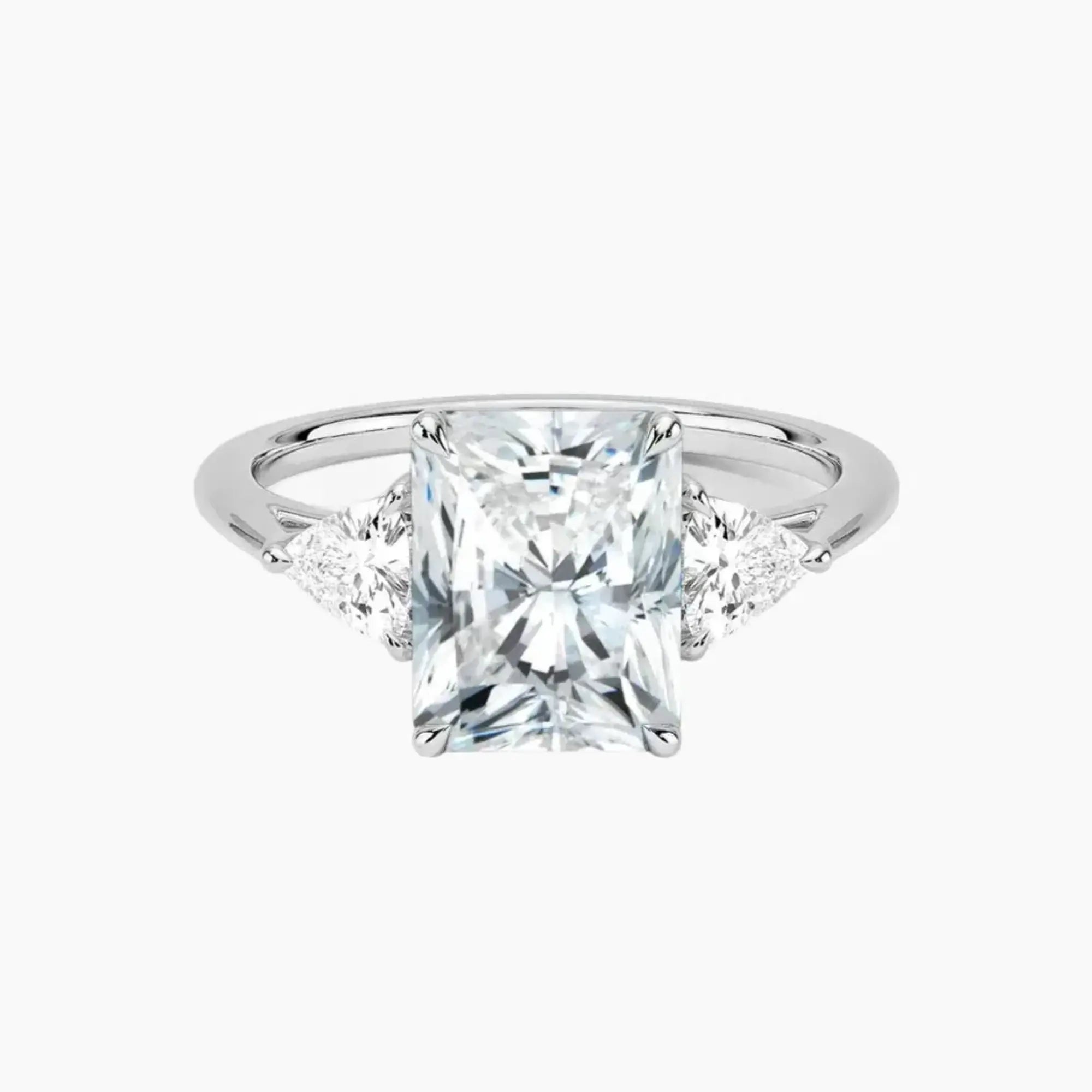 Elowen Radiant Three Stone Diamond Ring Setting in 14K Yellow Gold