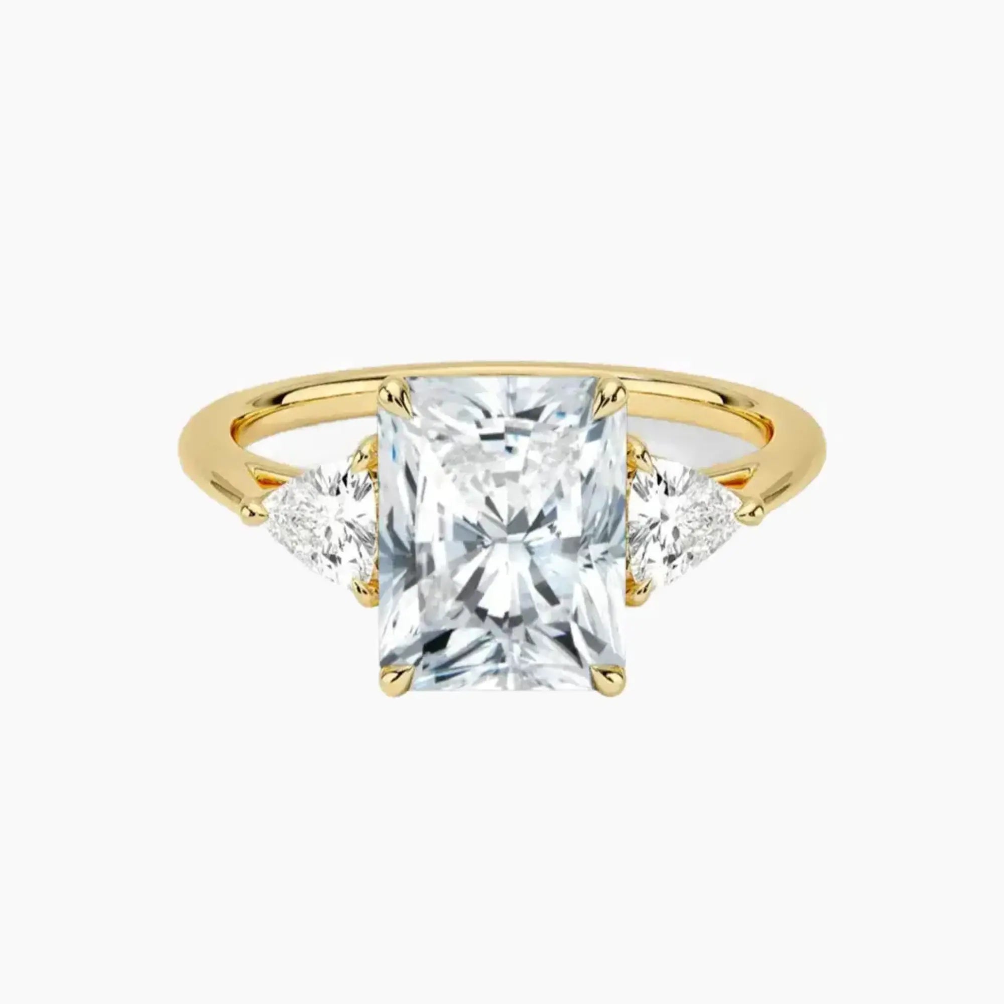 Elowen Radiant Three Stone 3 Carat Lab Grown Diamond Engagement Ring in 14K Yellow Gold