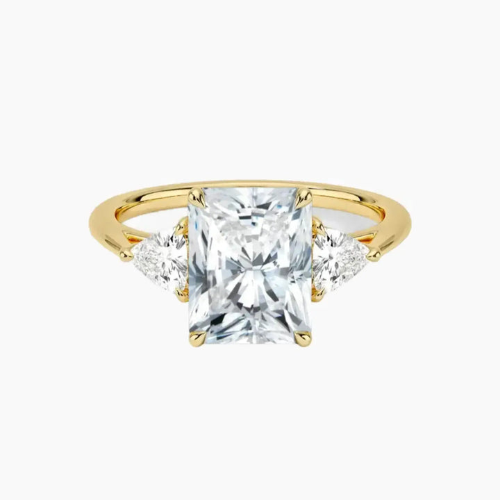 Elowen Radiant Three Stone 3 Carat Lab Grown Diamond Engagement Ring in 18K Yellow Gold