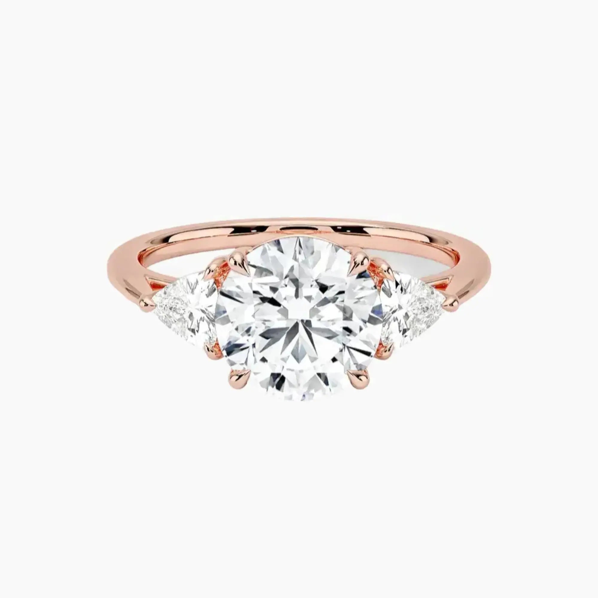 Elowen Round Three Stone 2.5 Carat Lab Grown Diamond Engagement Ring in 14K Rose Gold