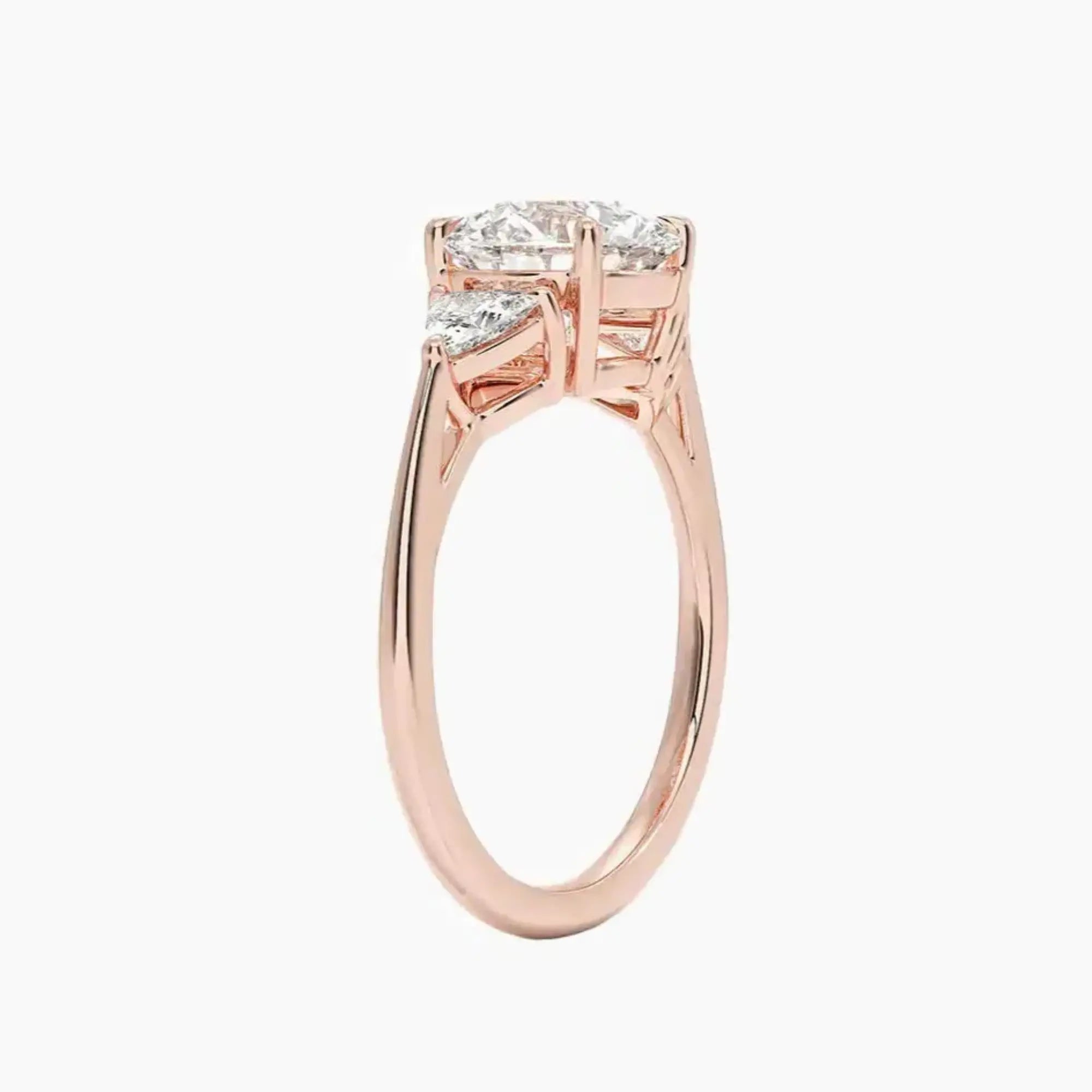 Elowen Round Three Stone 2.5 Carat Lab Grown Diamond Engagement Ring in 18K Yellow Gold