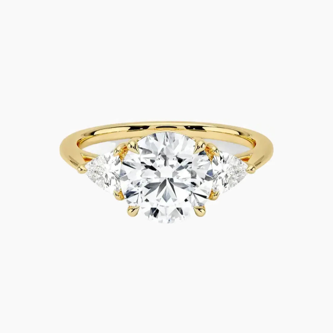 Elowen Round Three Stone 2 Carat Lab Grown Diamond Engagement Ring in 14K Yellow Gold