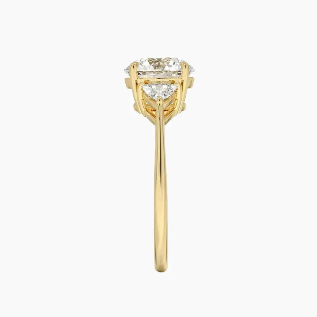 Elowen Round Three Stone Diamond Ring Setting in 18K Yellow Gold
