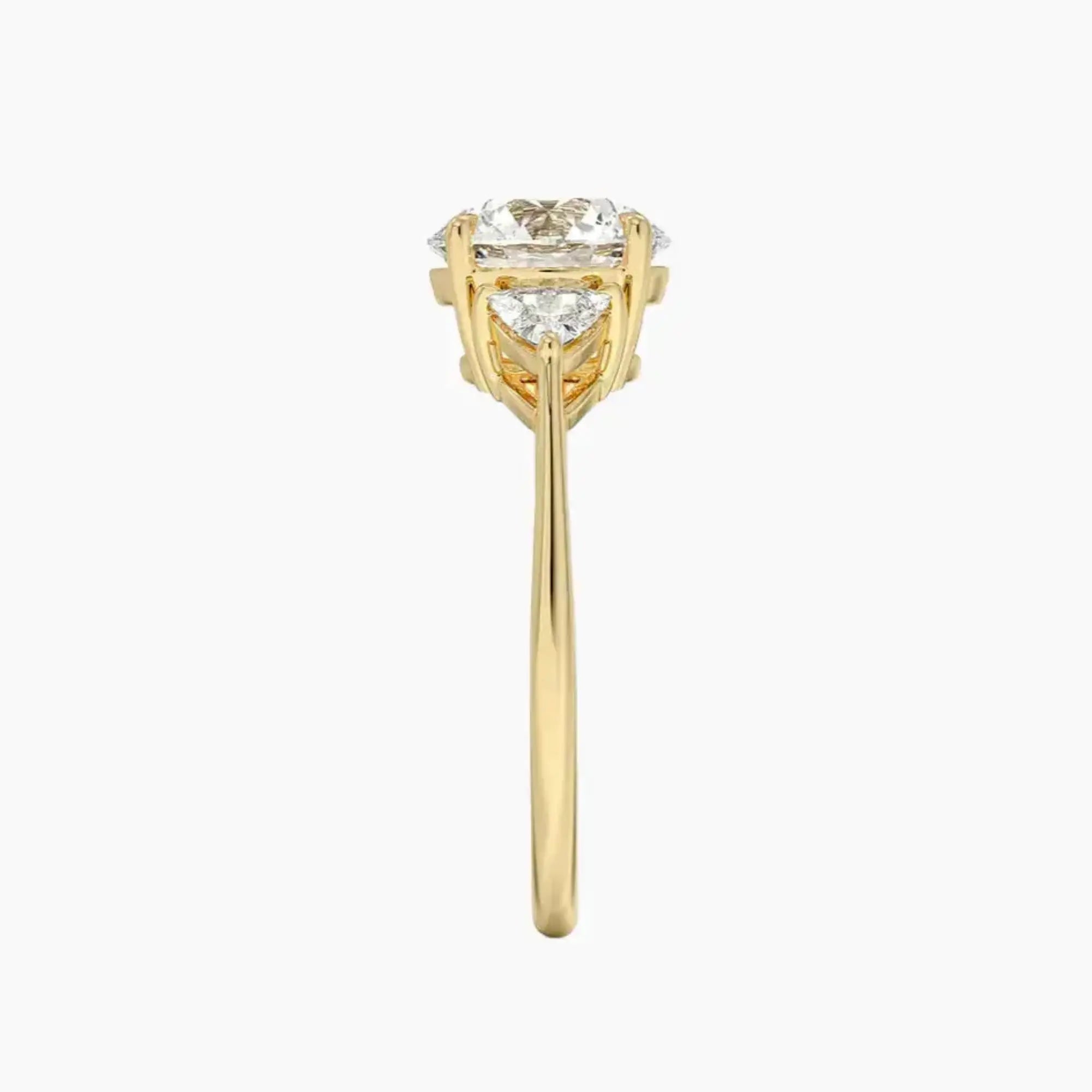 Elowen Round Three Stone Diamond Ring Setting in 14K Yellow Gold