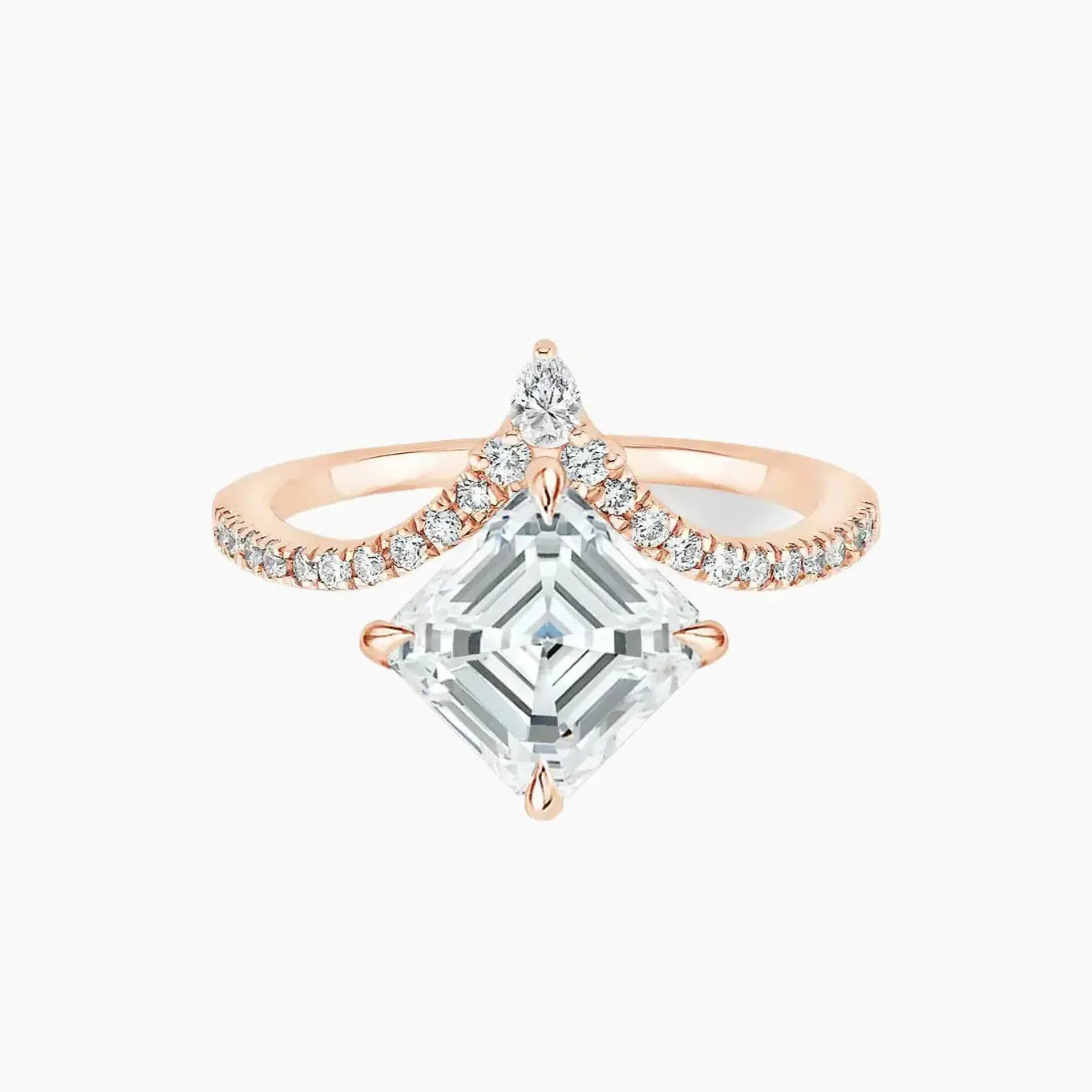Esme Asscher Designer 2.5 Carat Lab Grown Diamond Engagement Ring in 14K Yellow Gold