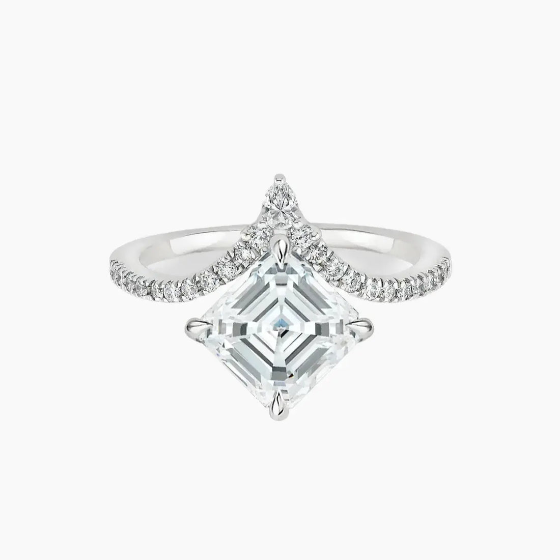 Esme Asscher Designer 3 Carat Lab Grown Diamond Engagement Ring in 14K Yellow Gold
