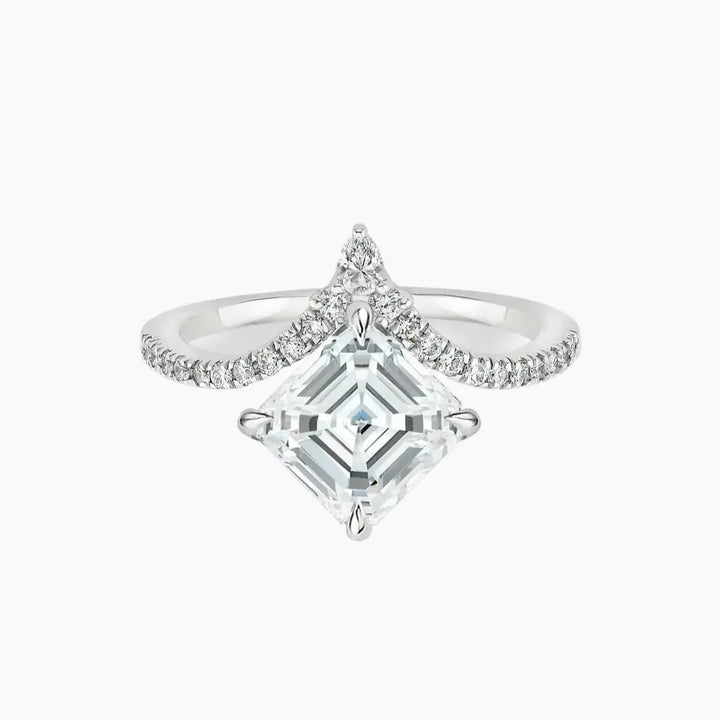 Esme Asscher Designer 2.5 Carat Lab Grown Diamond Engagement Ring in 18K White Gold