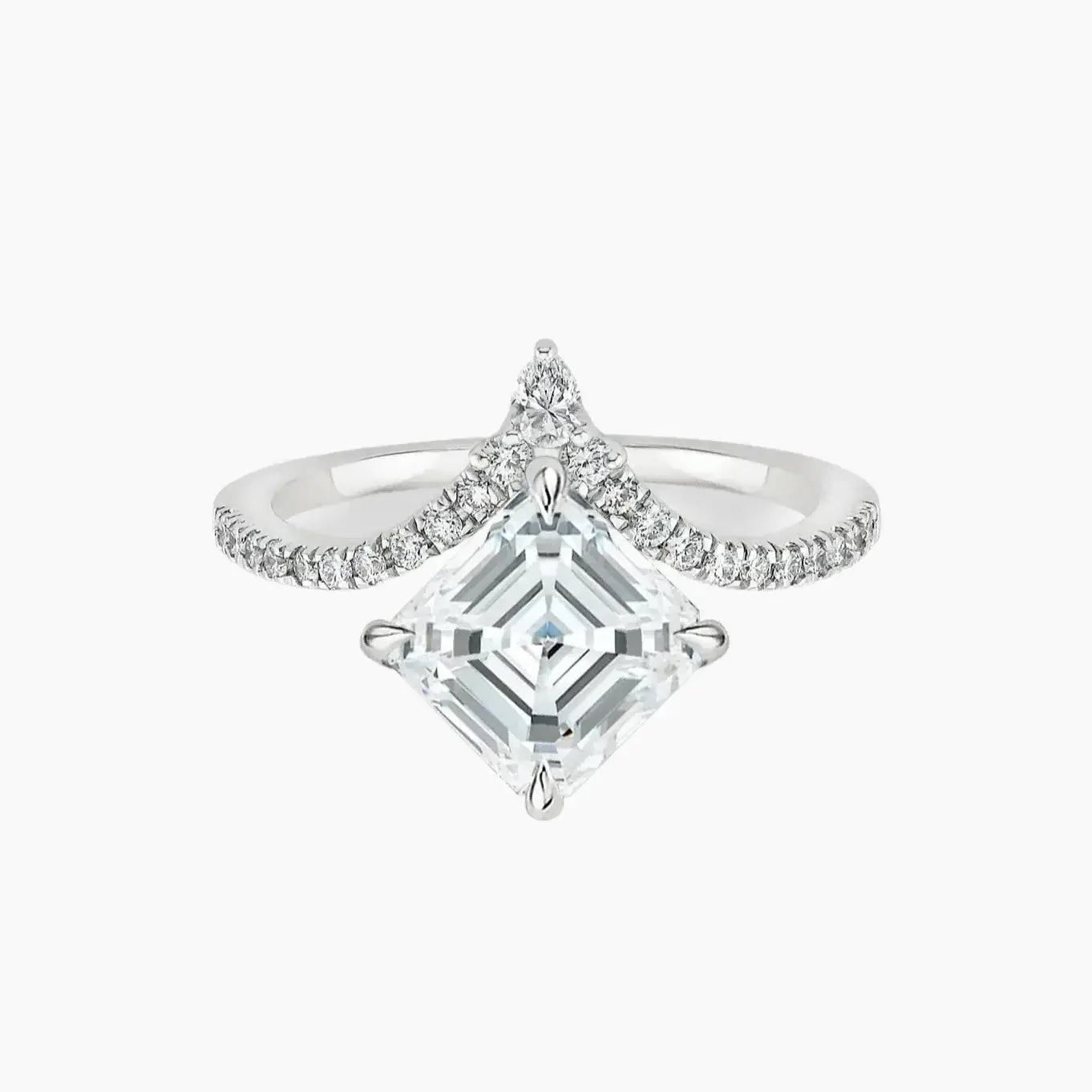 Esme Asscher Designer 3 Carat Lab Grown Diamond Engagement Ring in 18K Yellow Gold