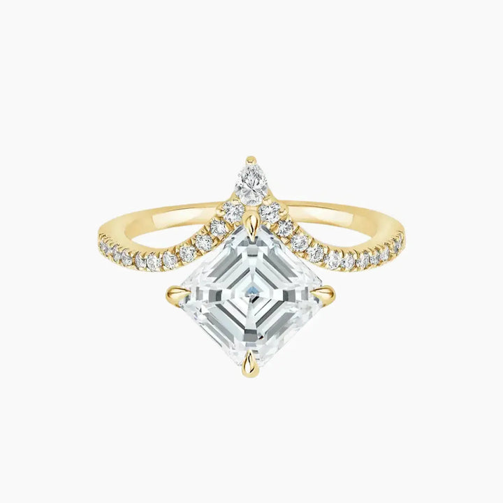 Esme Asscher Designer 2 Carat Lab Grown Diamond Engagement Ring in 18K Yellow Gold