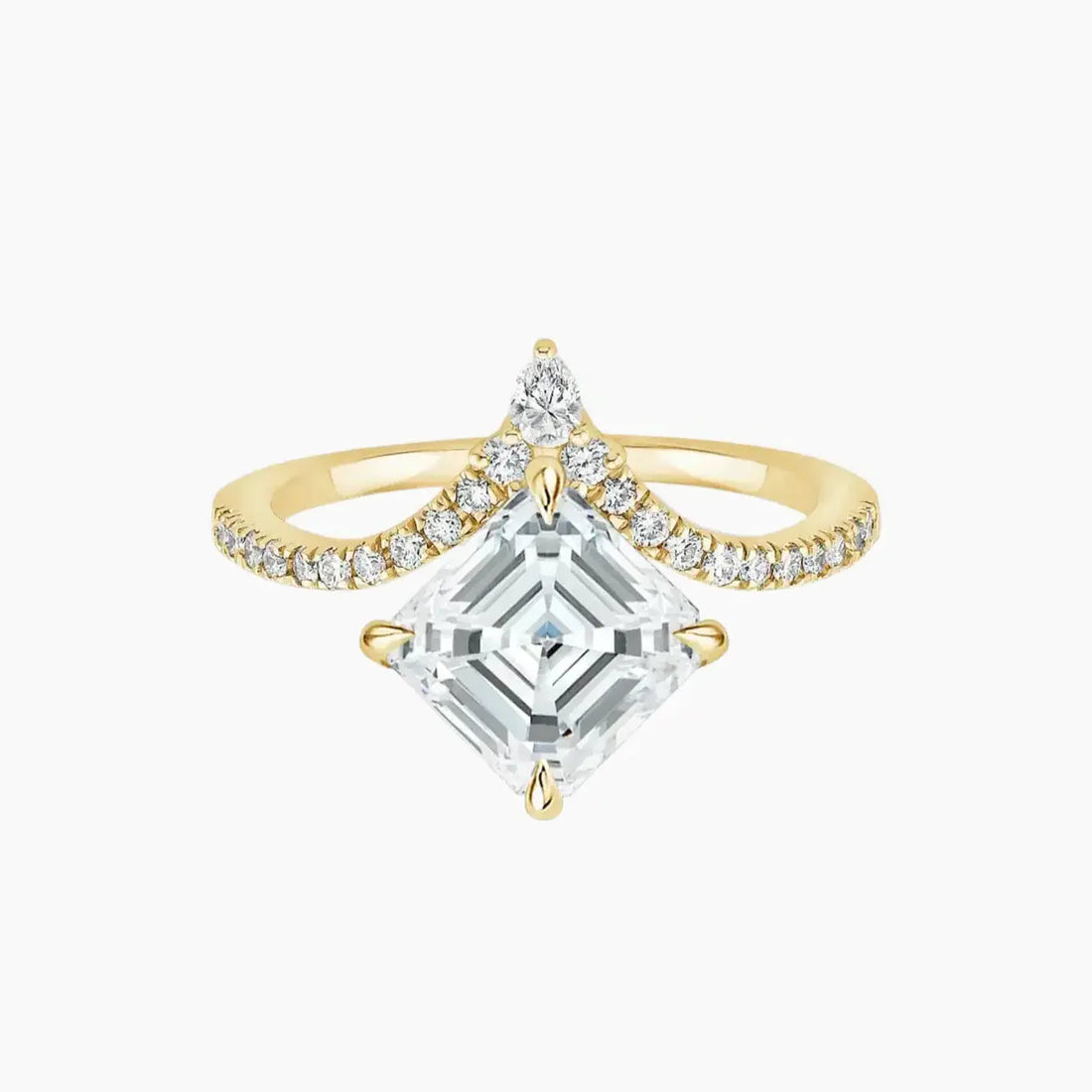Esme Asscher Designer 2.5 Carat Lab Grown Diamond Engagement Ring in 18K Rose Gold