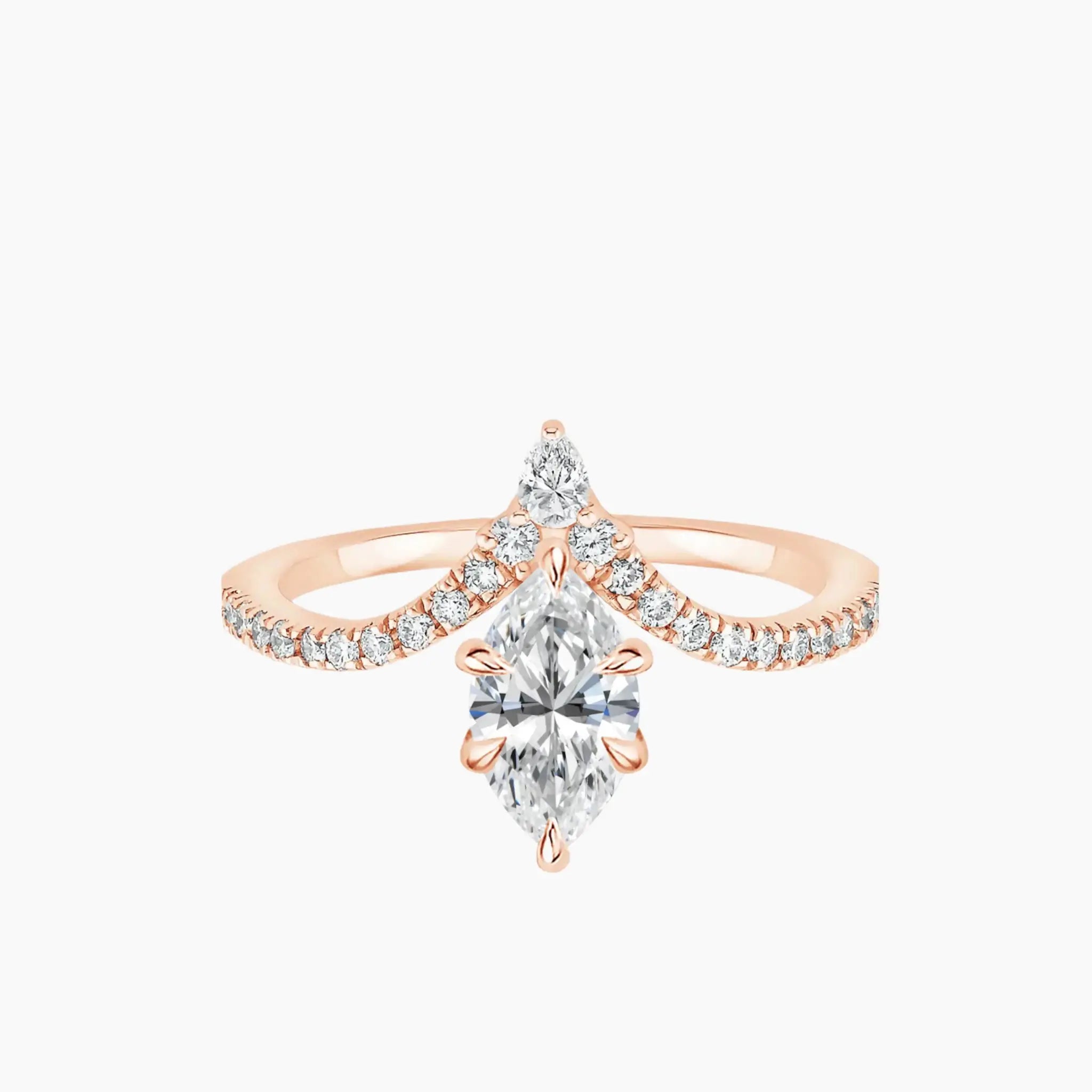 Esme Marquise Designer 3 Carat Lab Grown Diamond Engagement Ring in 14K White Gold