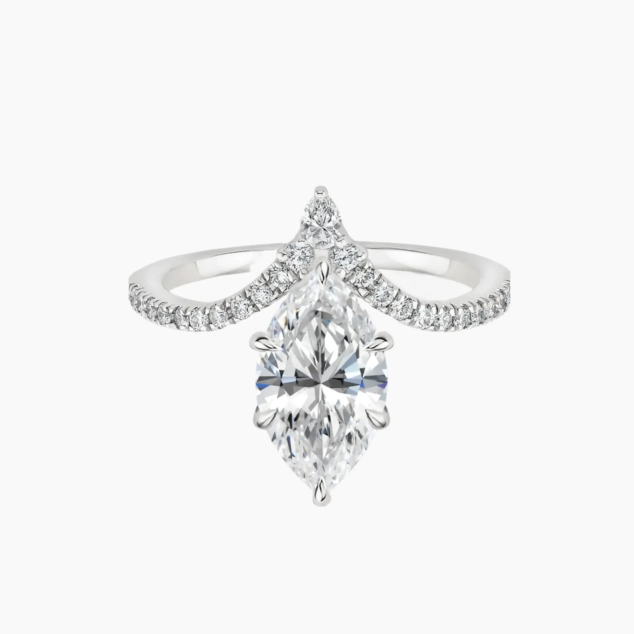 Esme Marquise Designer Diamond Ring Setting in 18K Rose Gold