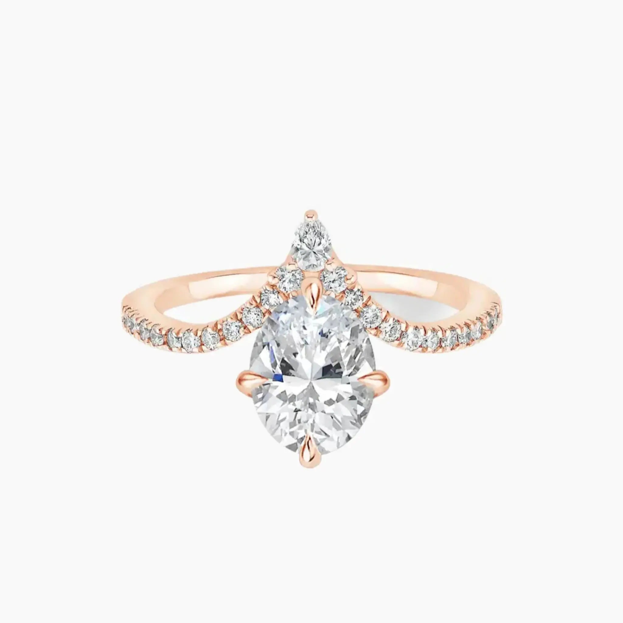 Esme Oval Designer 2.5 Carat Lab Grown Diamond Engagement Ring in 14K Rose Gold