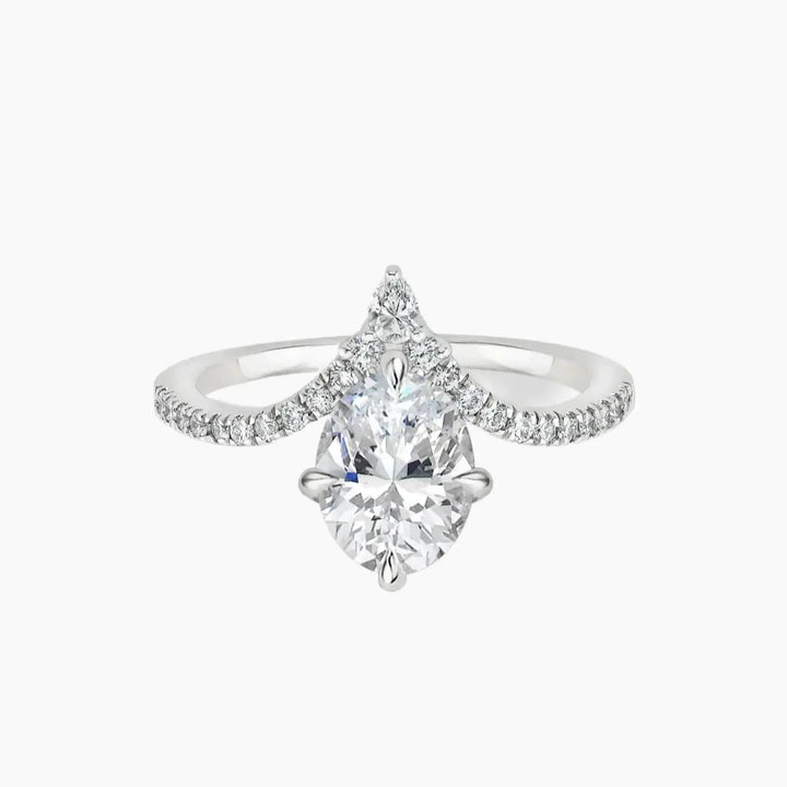 Esme Oval Designer 3 Carat Lab Grown Diamond Engagement Ring in 14K White Gold