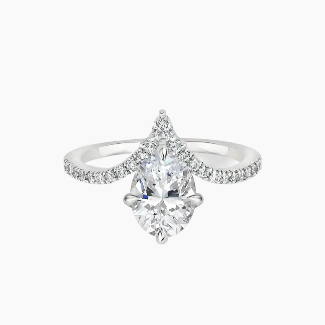 Esme Oval Designer 2 Carat Lab Grown Diamond Engagement Ring in 18K White Gold