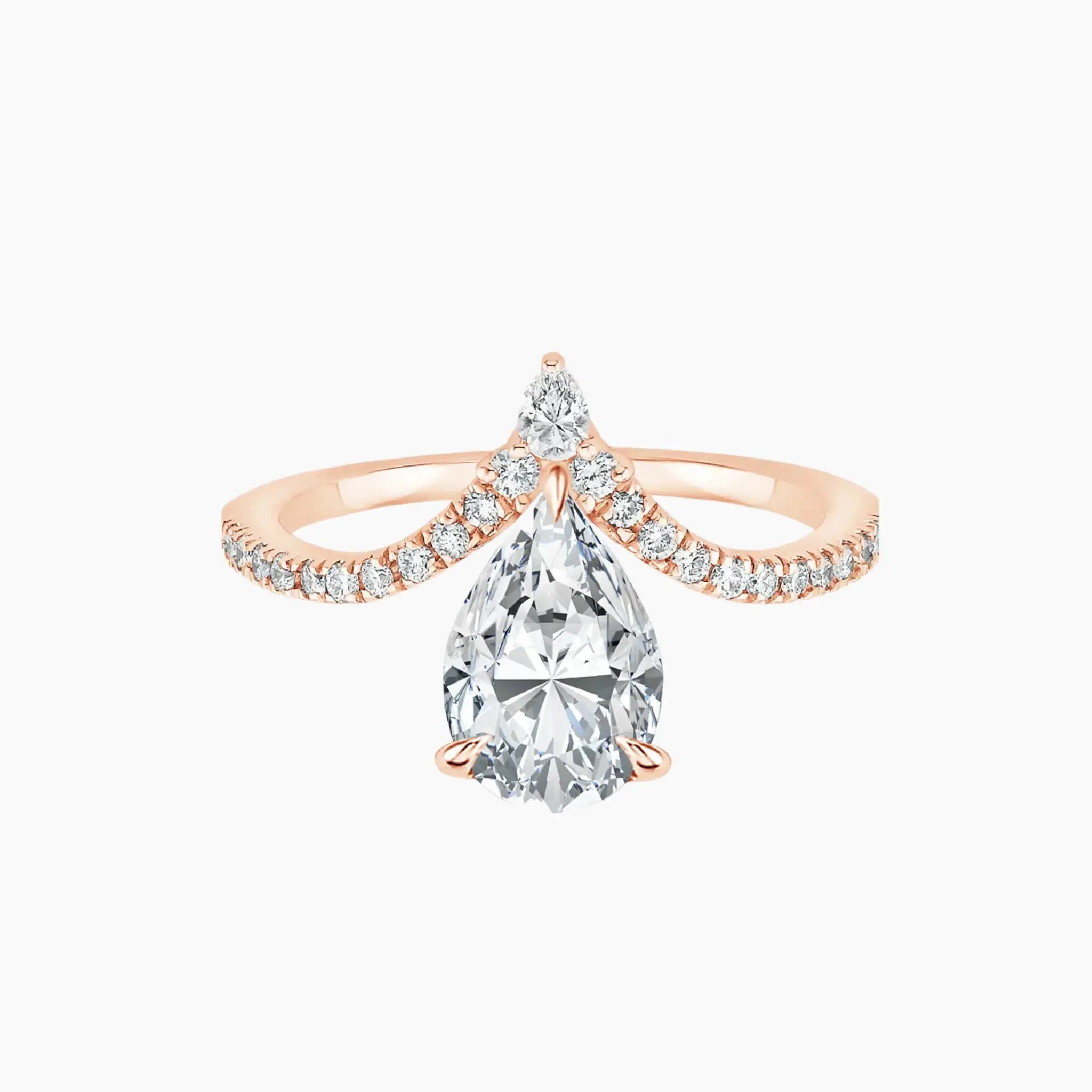 Esme Pear Designer Diamond Ring Setting in 18K White Gold