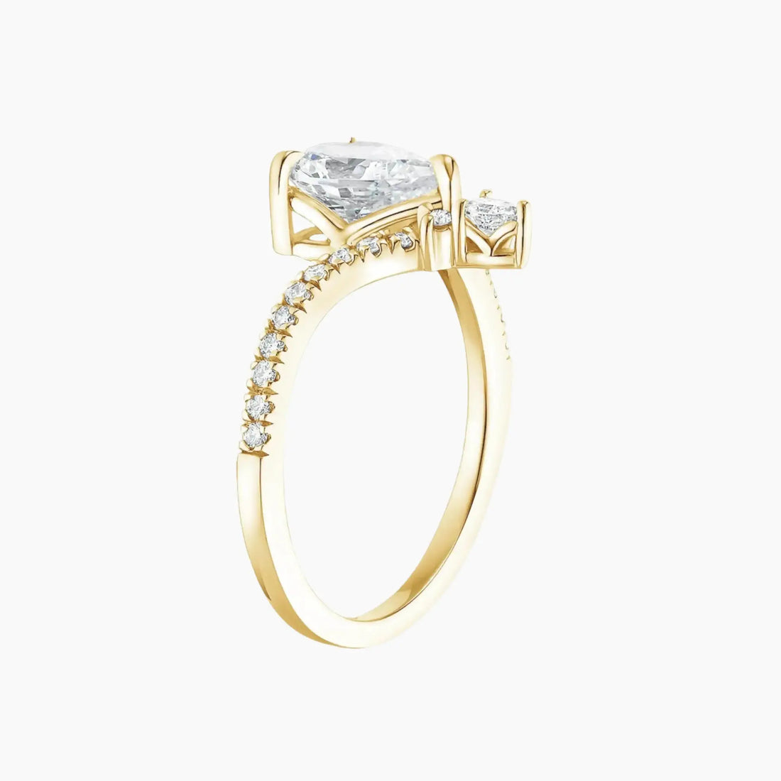 Esme Pear Designer 3 Carat Lab Grown Diamond Engagement Ring in 18K Rose Gold