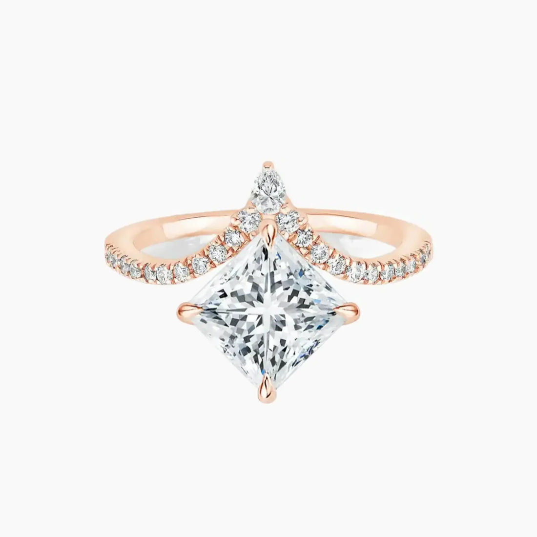 Esme Princess Designer 3 Carat Lab Grown Diamond Engagement Ring in 18K Rose Gold