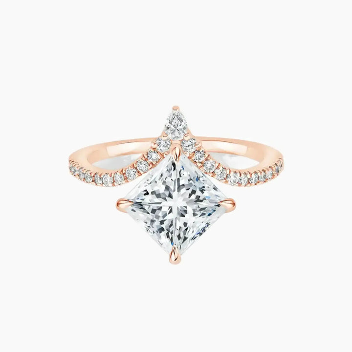 Esme Princess Designer 3 Carat Lab Grown Diamond Engagement Ring in 18K Rose Gold