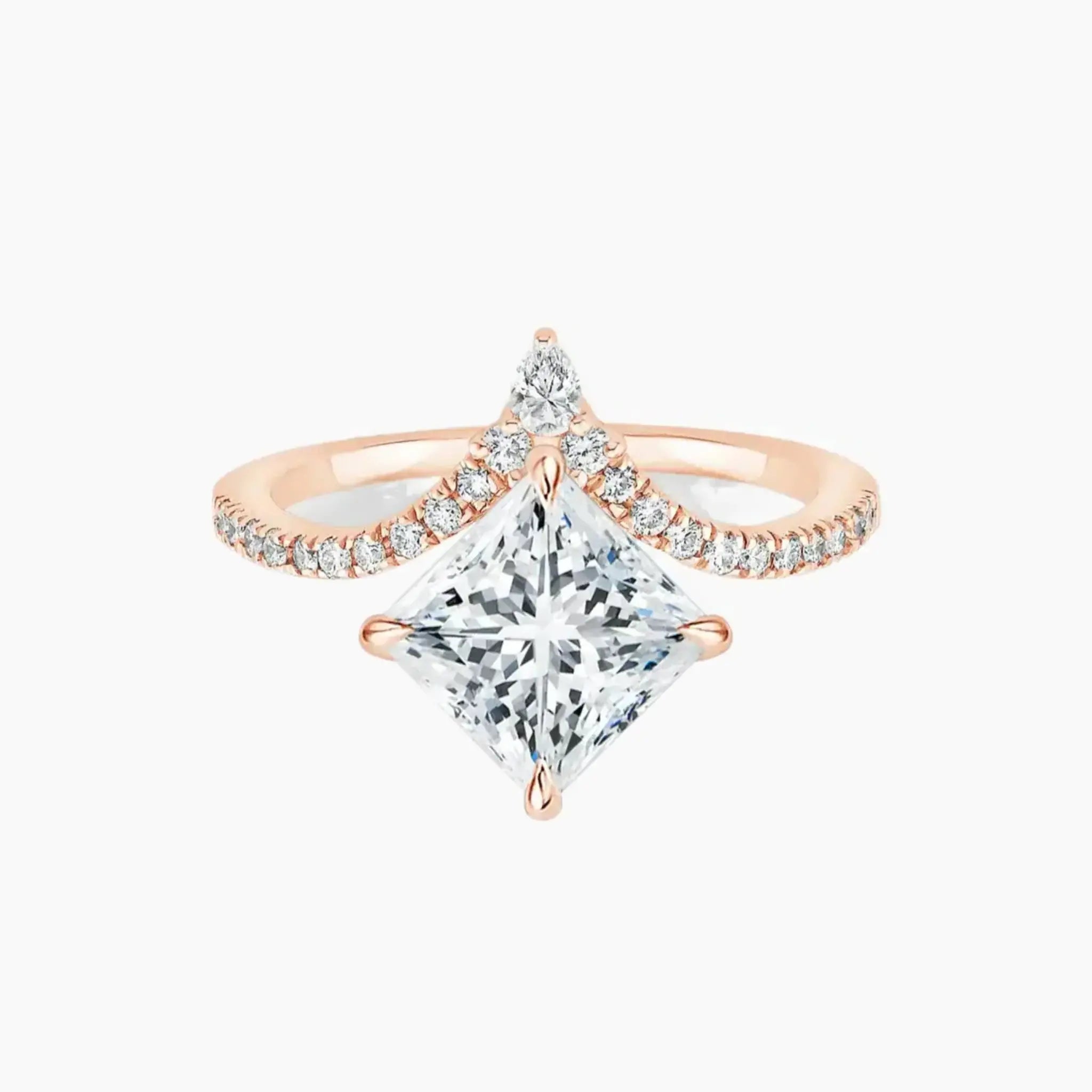 Esme Princess Designer Diamond Ring Setting in 18K Rose Gold
