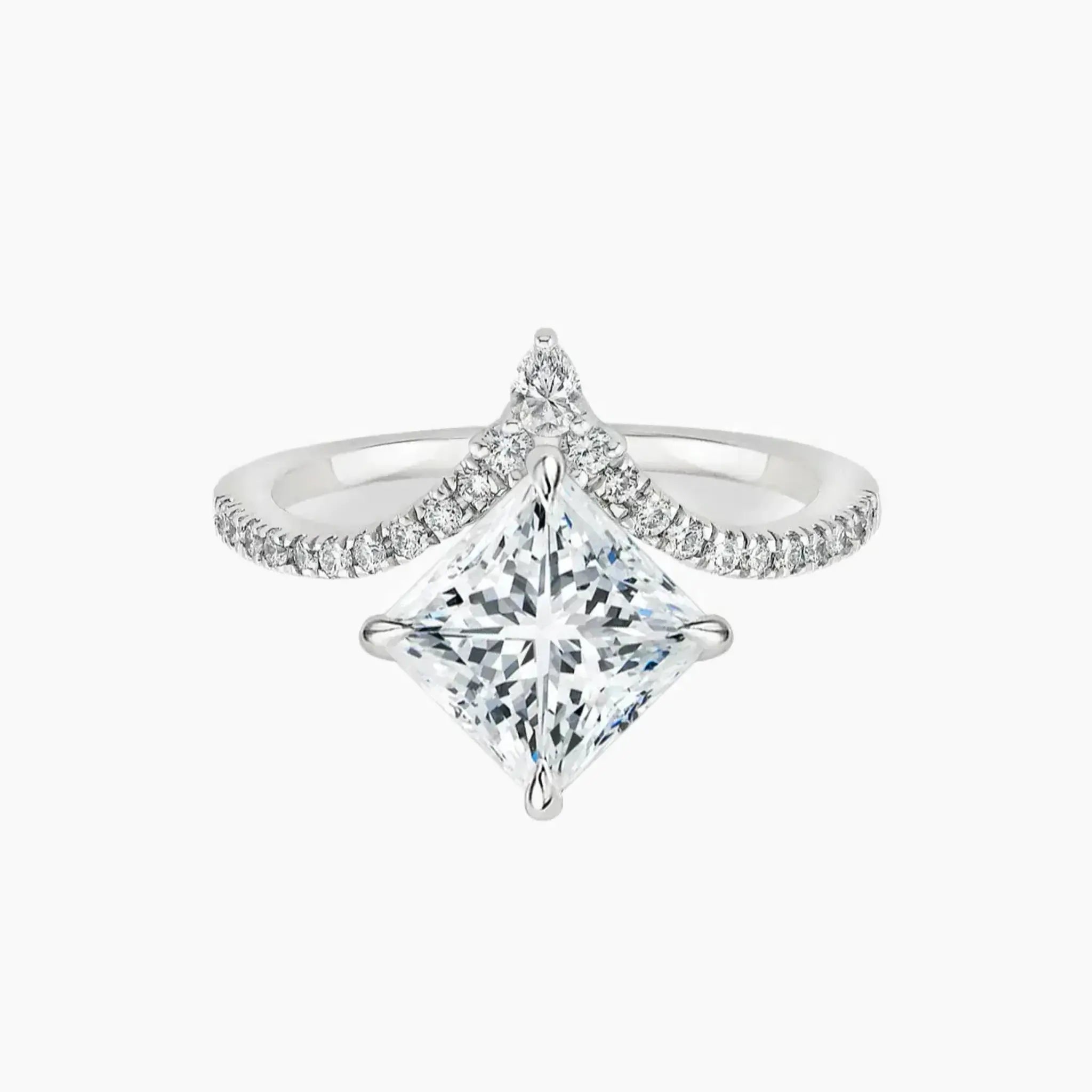 Esme Princess Designer 2 Carat Lab Grown Diamond Engagement Ring in 18K White Gold
