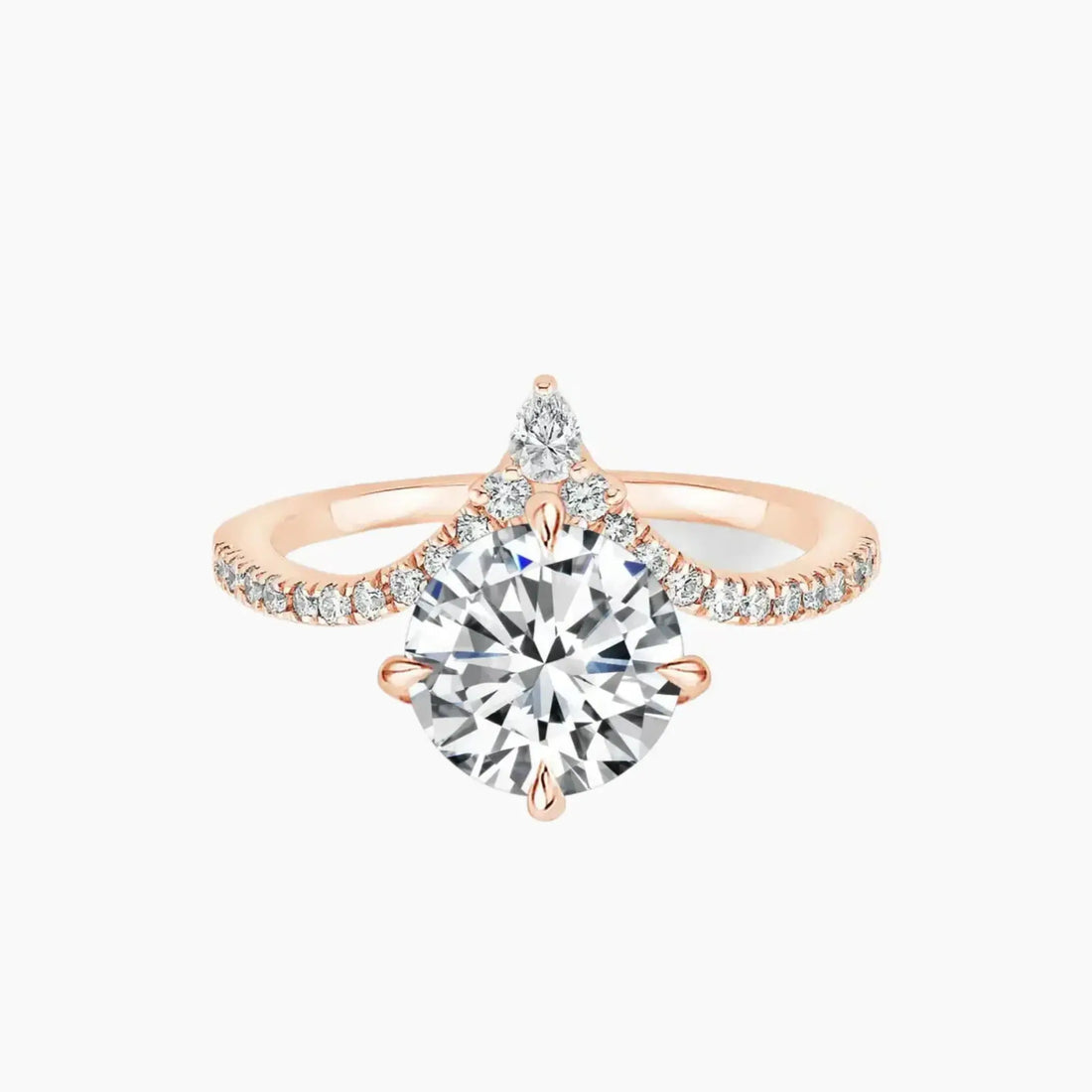 Esme Round Designer 2.5 Carat Lab Grown Diamond Engagement Ring in 18K Rose Gold