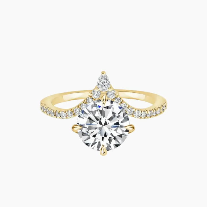 Esme Round Designer 3 Carat Lab Grown Diamond Engagement Ring in 18K Yellow Gold