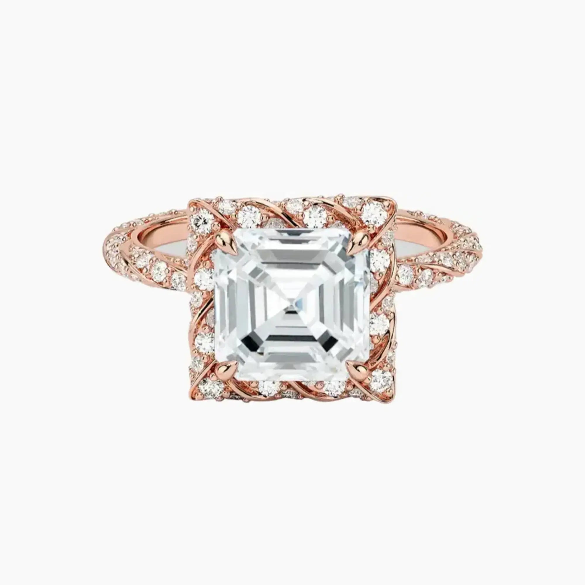 Eliana Asscher Designer Diamond Ring Setting in 18K White Gold