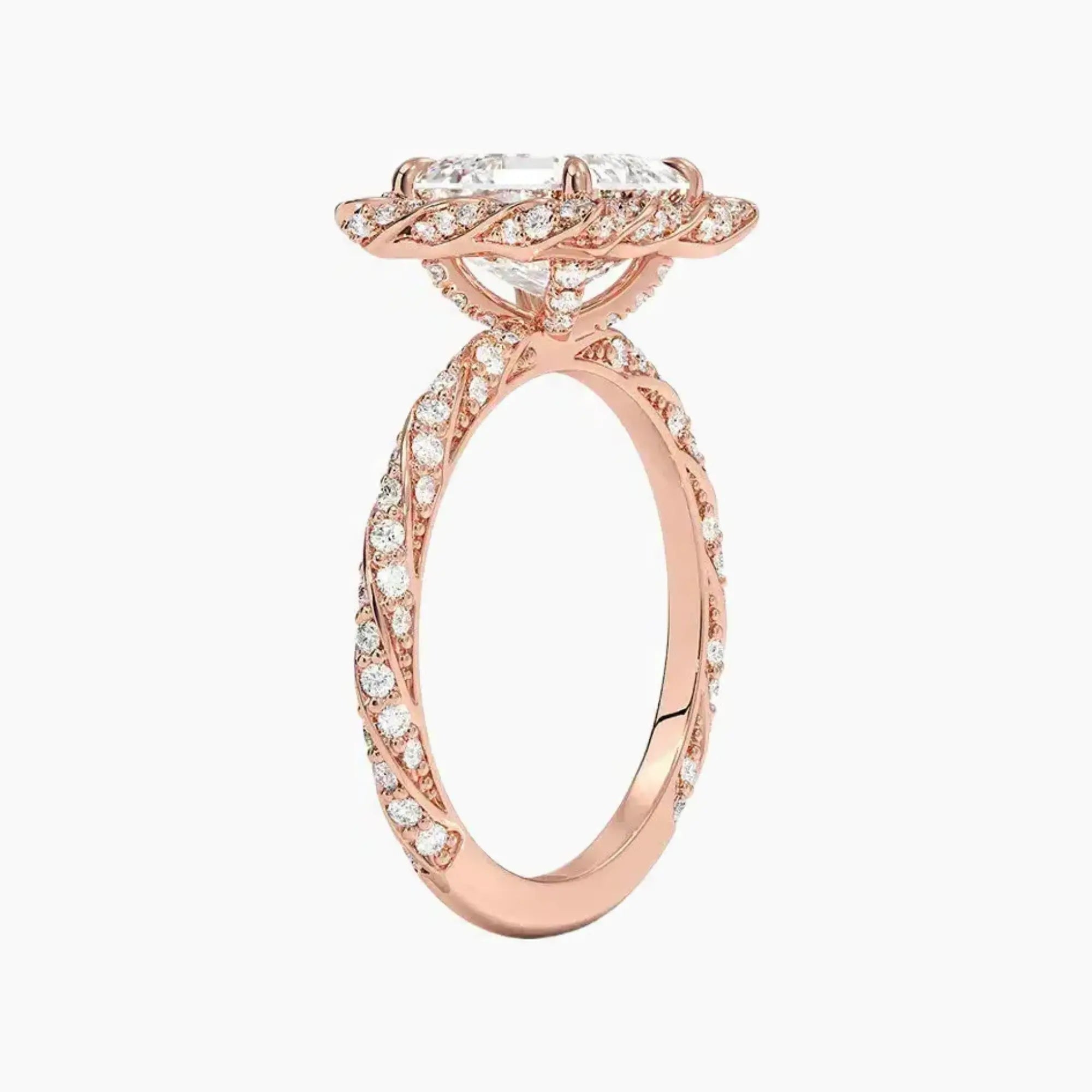 Eliana Asscher Designer 3 Carat Lab Grown Diamond Engagement Ring in 18K White Gold