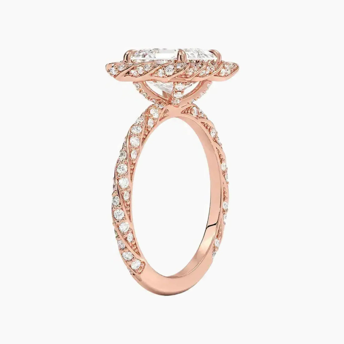 Eliana Asscher Designer 3 Carat Lab Grown Diamond Engagement Ring in 18K White Gold