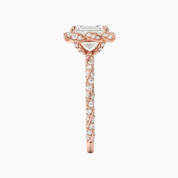 Eliana Asscher Designer 2 Carat Lab Grown Diamond Engagement Ring in 18K Yellow Gold
