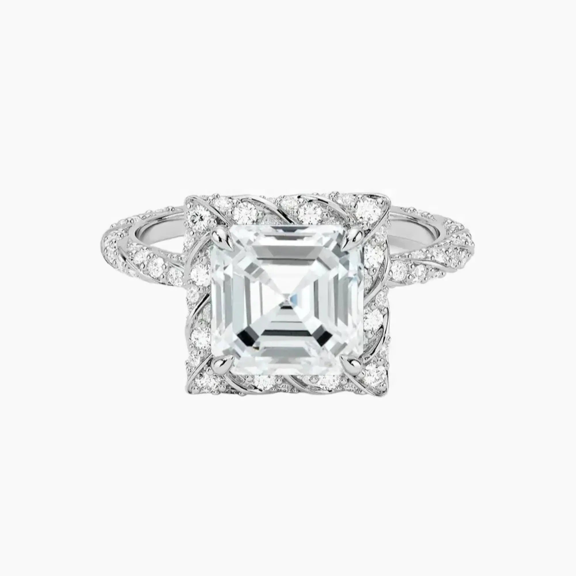 Eliana Asscher Designer Diamond Ring Setting in 14K Rose Gold