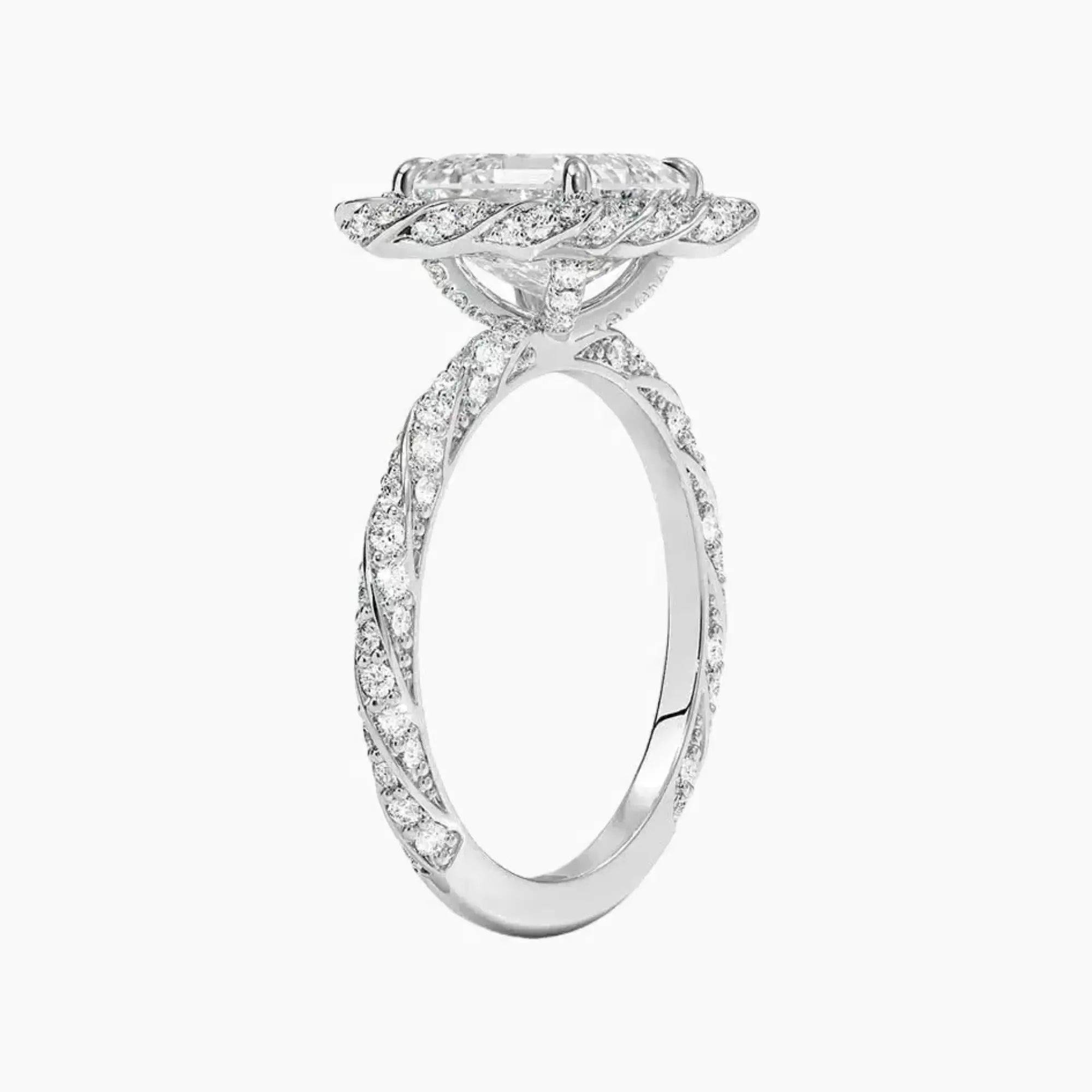 Eliana Asscher Designer 3 Carat Lab Grown Diamond Engagement Ring in 14K White Gold