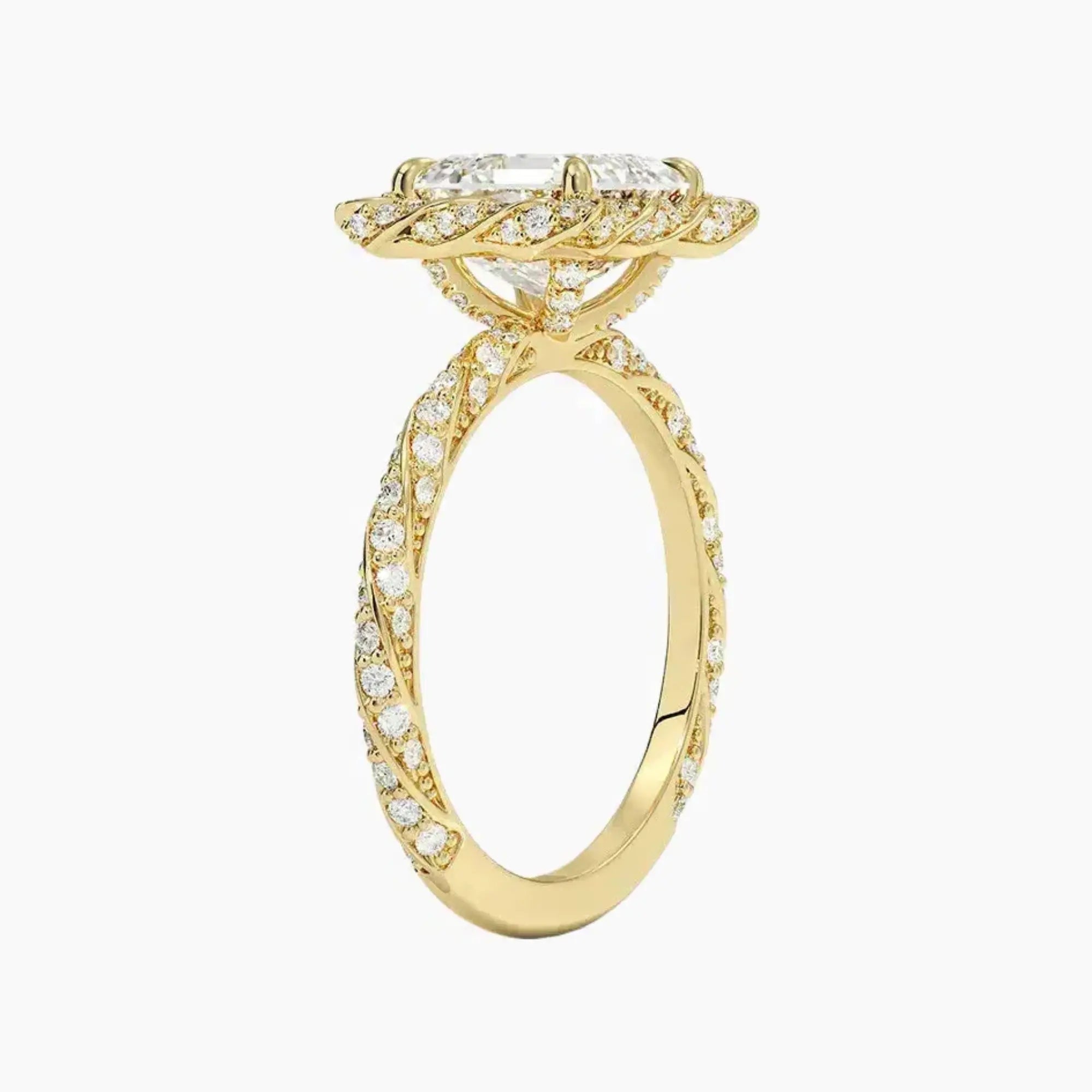 Eliana Asscher Designer Diamond Ring Setting in 14K Yellow Gold