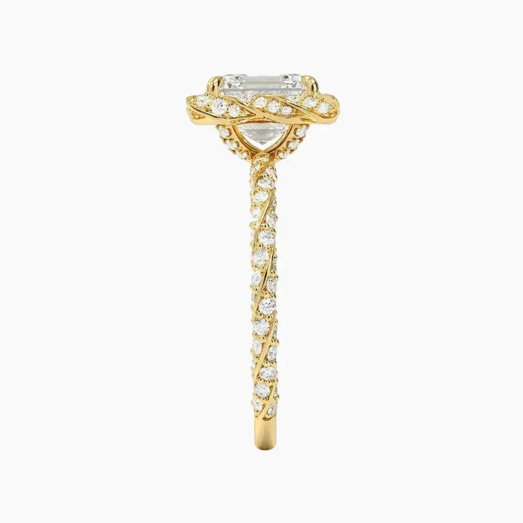 Eliana Asscher Designer 2.5 Carat Lab Grown Diamond Engagement Ring in 14K Yellow Gold