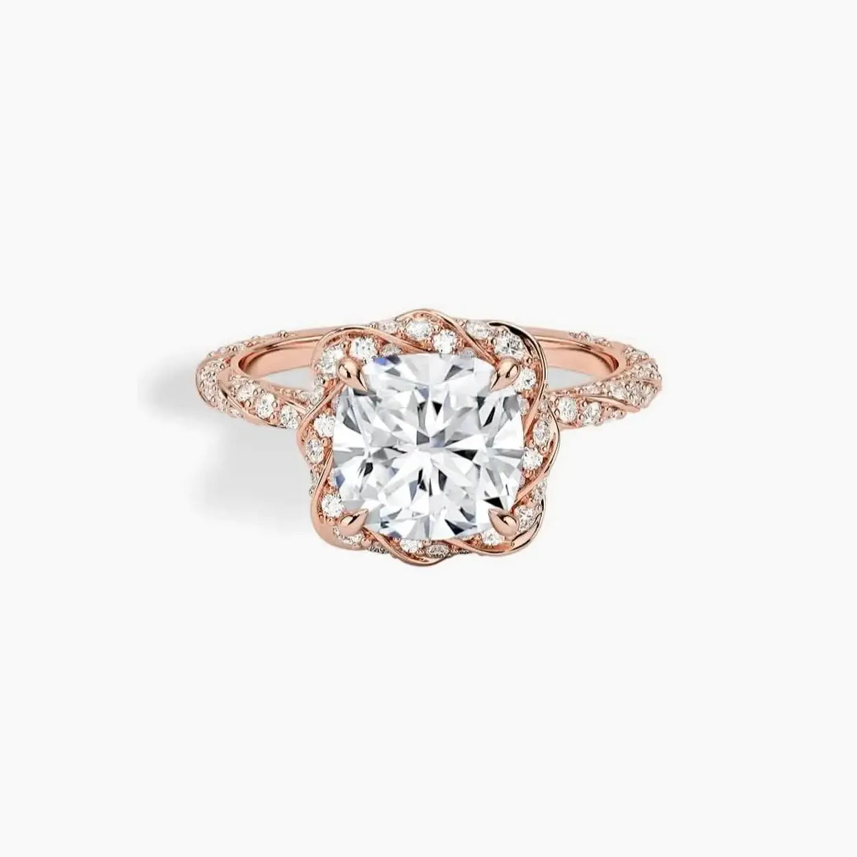 Eliana Cushion Designer Diamond Ring Setting in 14K Rose Gold