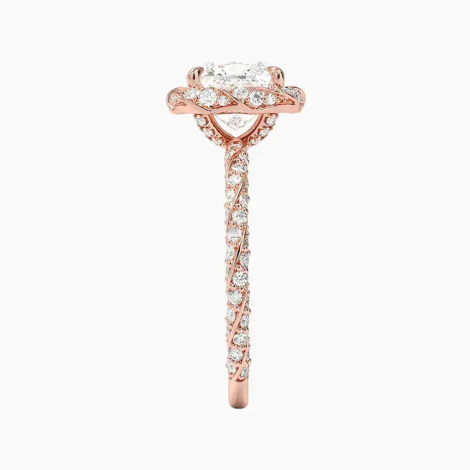 Eliana Cushion Designer 1.5 Carat Lab Grown Diamond Engagement Ring in 18K Rose Gold