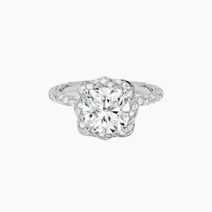 Eliana Cushion Designer 1.5 Carat Lab Grown Diamond Engagement Ring in 14K White Gold