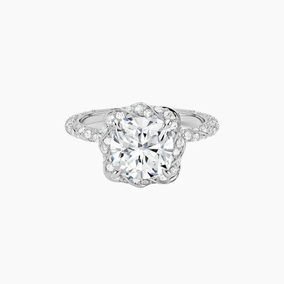 Eliana Cushion Designer 1 Carat Lab Grown Diamond Engagement Ring in 14K White Gold