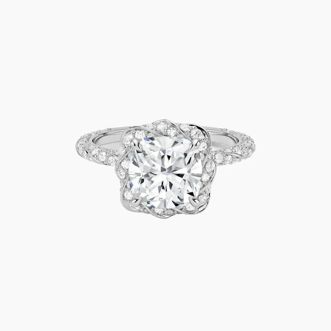 Eliana Cushion Designer 2 Carat Lab Grown Diamond Engagement Ring in 18K White Gold