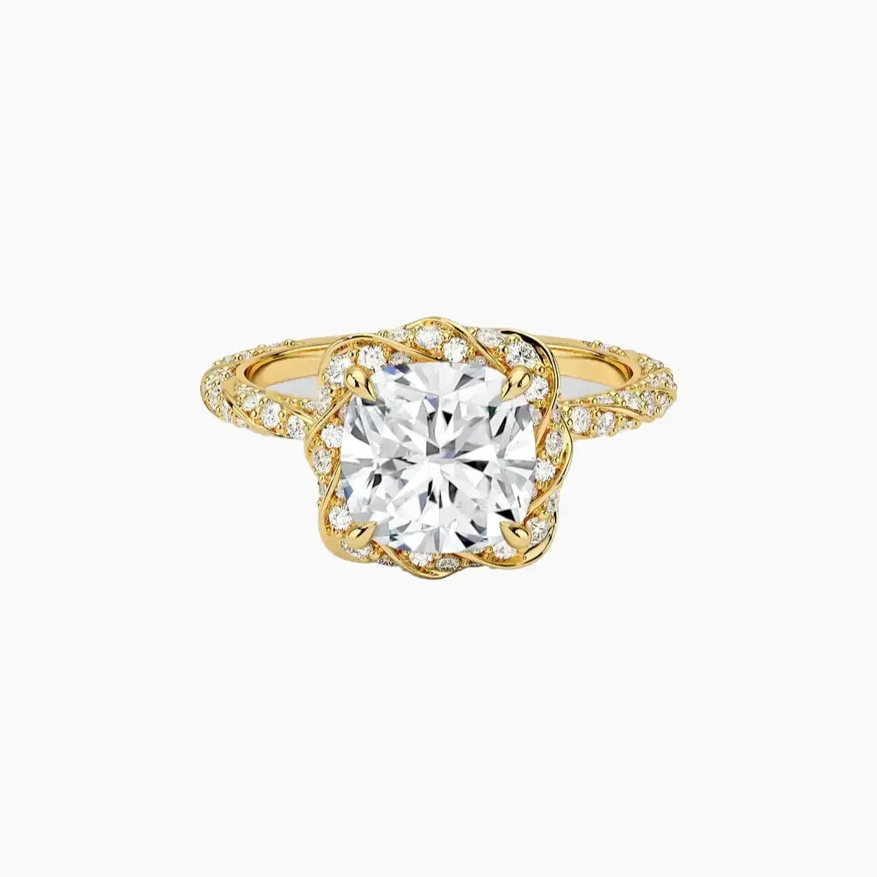 Eliana Cushion Designer 3 Carat Lab Grown Diamond Engagement Ring in 14K Rose Gold