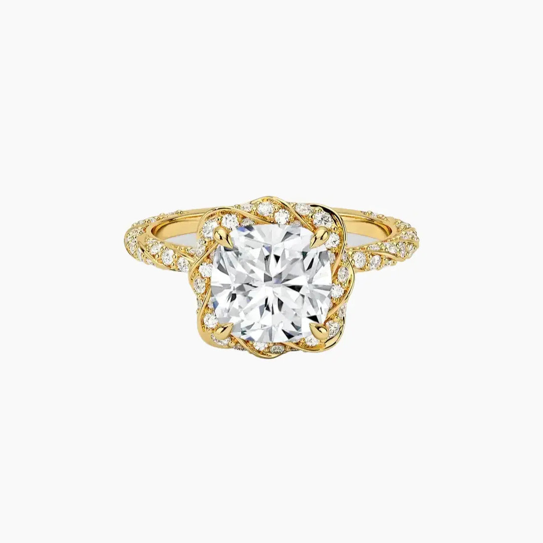 Eliana Cushion Designer 3 Carat Lab Grown Diamond Engagement Ring in 14K Rose Gold